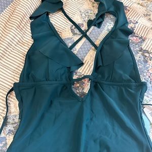 Cupshe Falbala Torquoise One Piece NWT Large